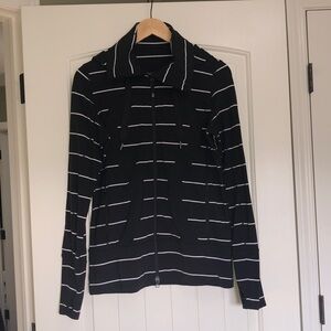 Lululemon Athletica Black and White Striped Jacket with hood - 10